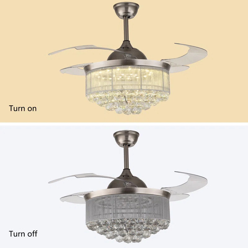 Danaye 3 - Blade LED Smart Crystal Ceiling Fan with Remote Control and Light Kit Included | Wayfair Professional