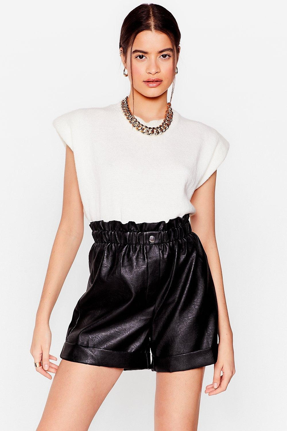 Womens They're Old News Faux Leather Paperbag Shorts - Black | NastyGal (US & CA)