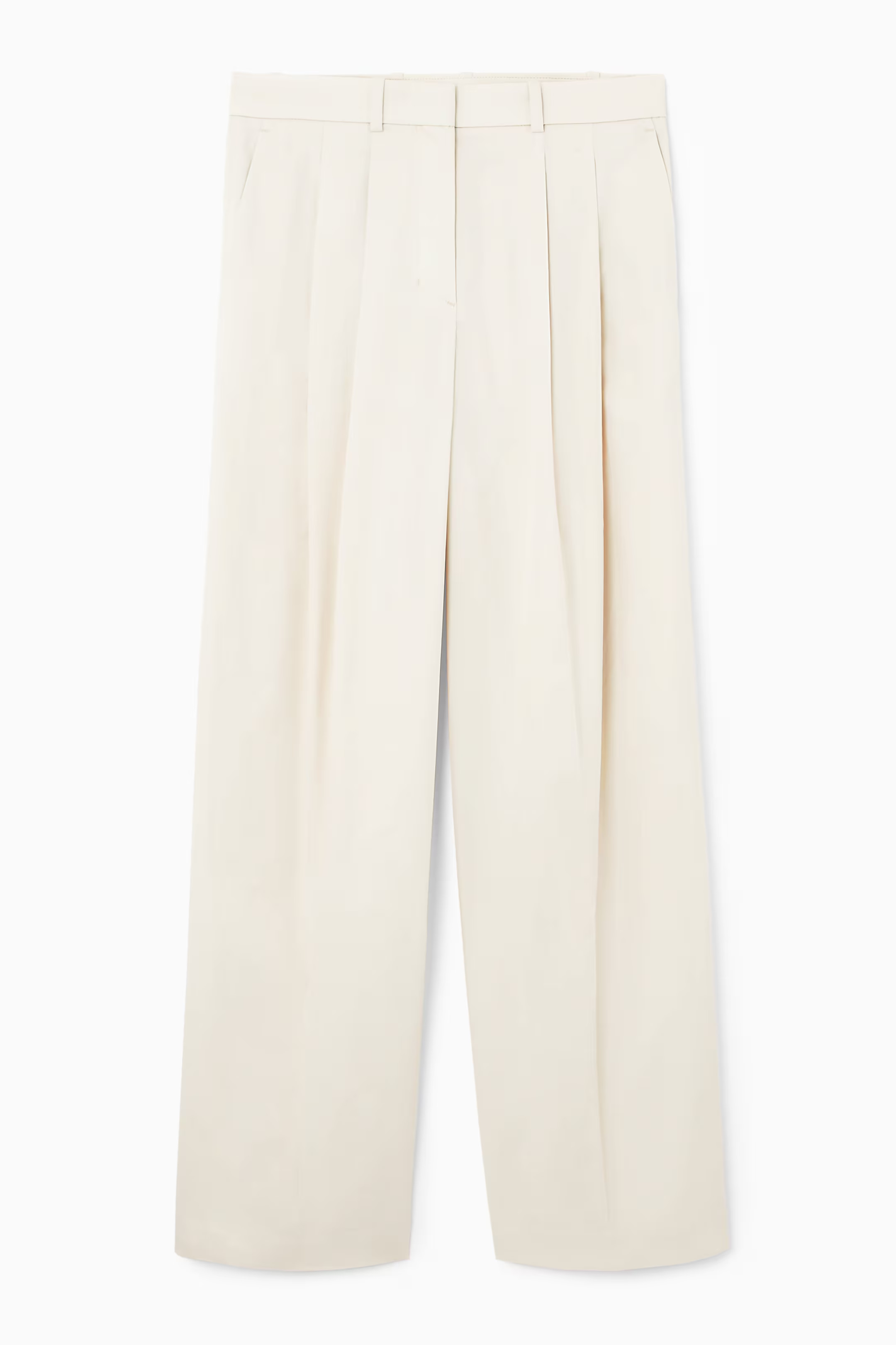 RELAXED COTTON WIDE-LEG TROUSERS - CREAM | COS UK