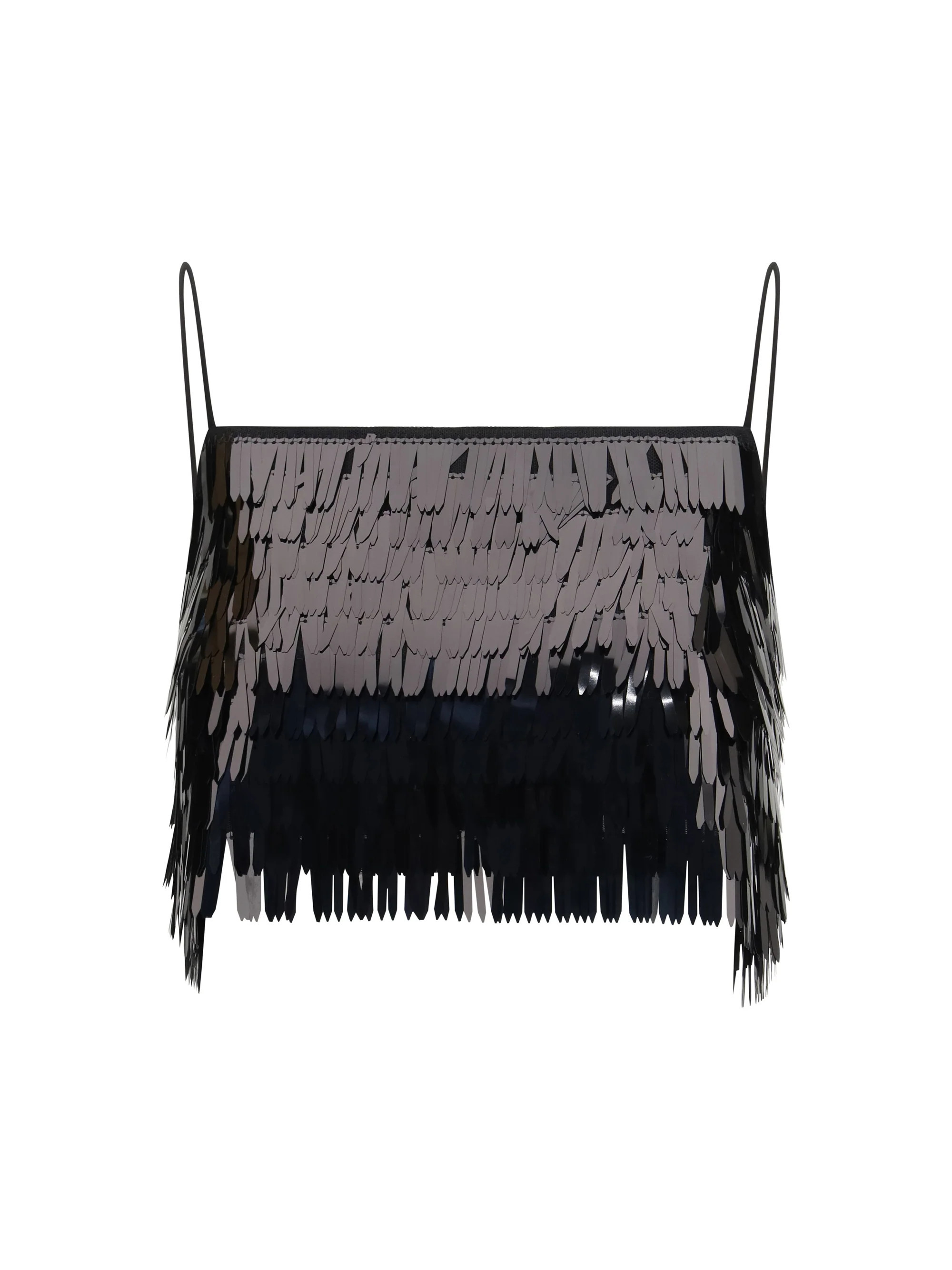 Self-Portrait Sequin Fringe Tank Top — Black | Italist Inc.