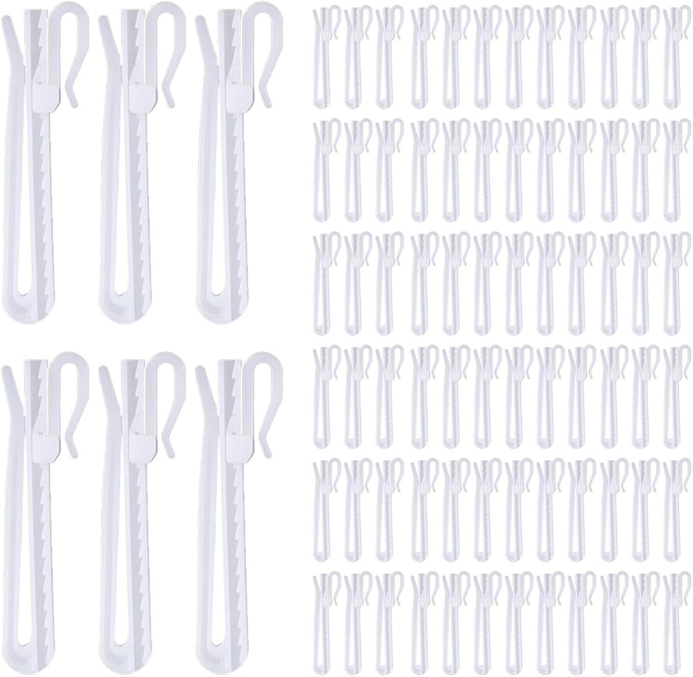 80 Pcs Plastic Curtain Hooks, Adjustable Pinch Pleat Hooks, Ratchet System Pinch Pleat Curtain Ho... | Amazon (US)