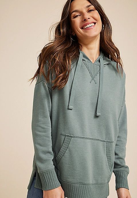 Ribbed Solid Hoodie | Maurices