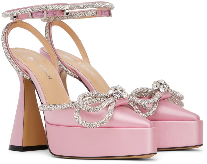 Pink Double Bow 140 Platform Heels | SSENSE