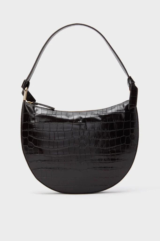 Ebony Croc Embossed Harlow Shoulder Bag | Tuckernuck (US)