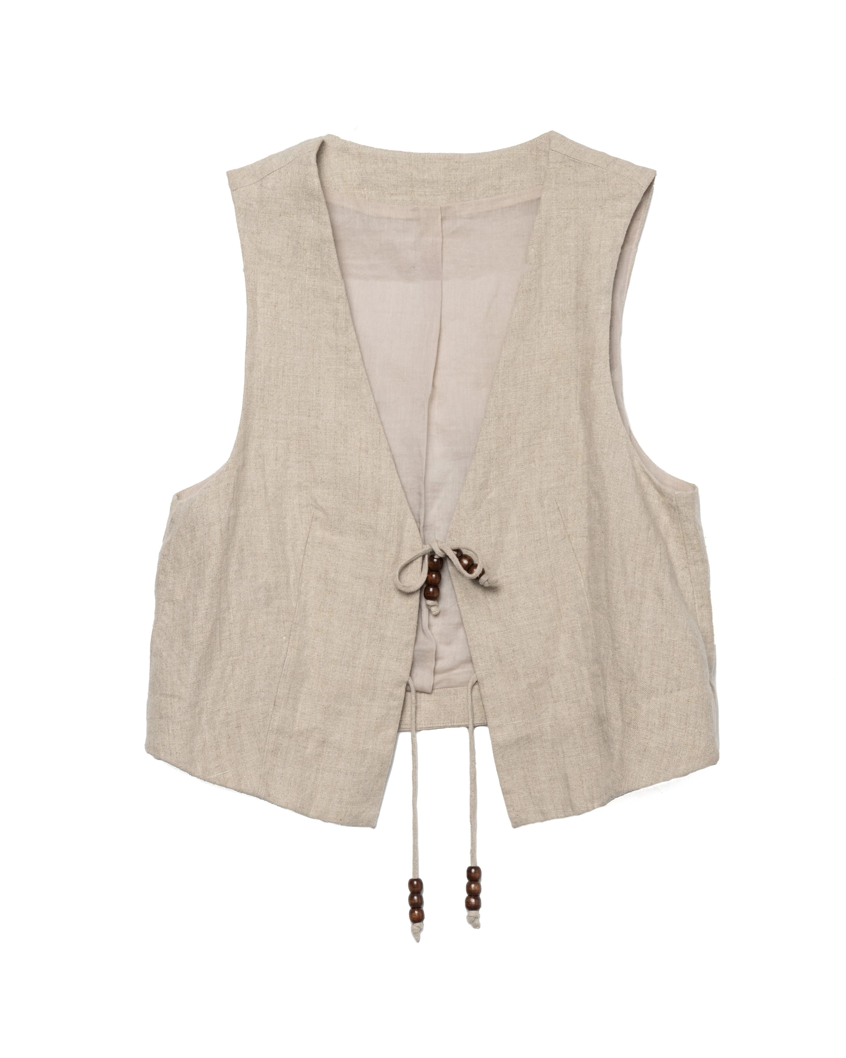 Isla Linen Vest - Natural Linen by Desert Queen | Support HerStory
