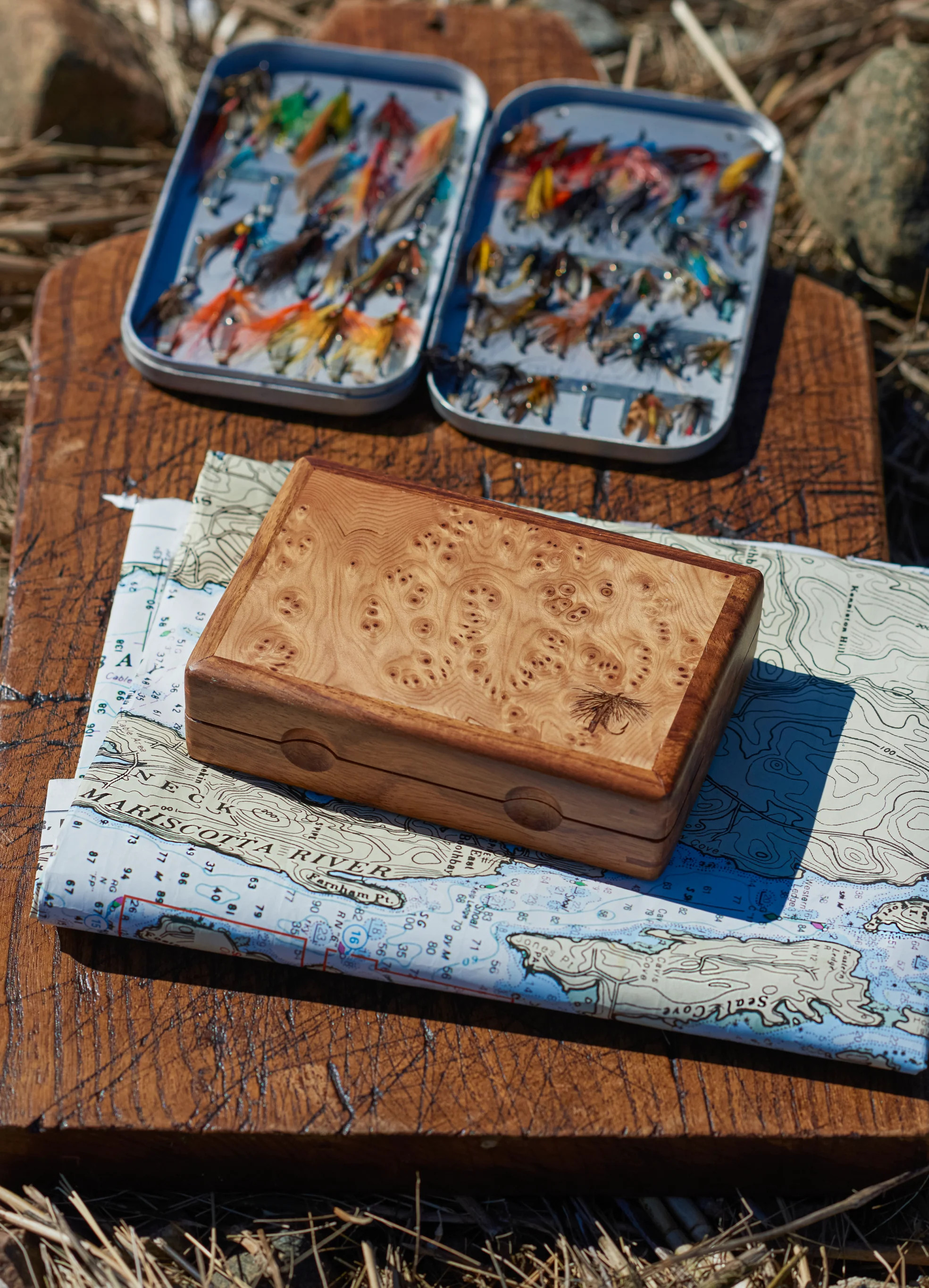 Burled Wood Fly Fishing Fly Box | Weston Table