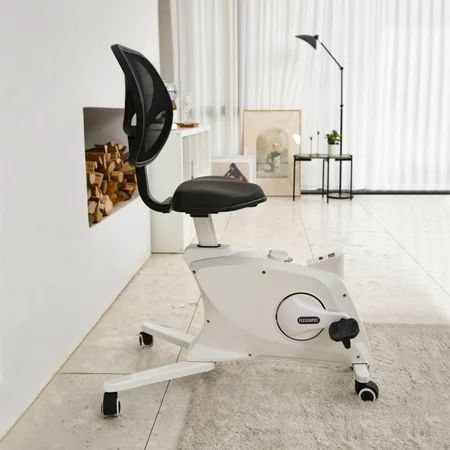 FlexiSpot White Cycle Exercise Bike Chair For Desks Mesh Backrest Office Desk Chair with 4 Wheels | Walmart (US)
