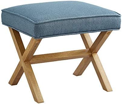 Amazon Brand – Rivet Mid-Century Modern X Stool Ottoman Chair, 20" W, Indigo Blue | Amazon (US)