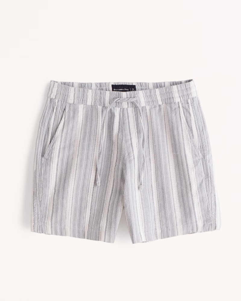 6 Inch Linen-Blend Pull-On Short | Abercrombie & Fitch (US)