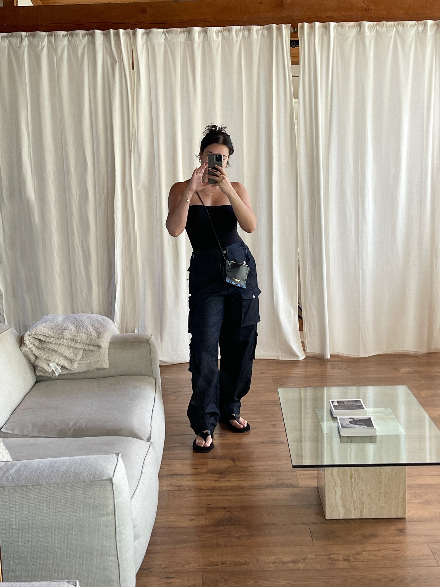 Strapless top & cargo pants. 

#LTKfit #LTKSeasonal #LTKstyletip