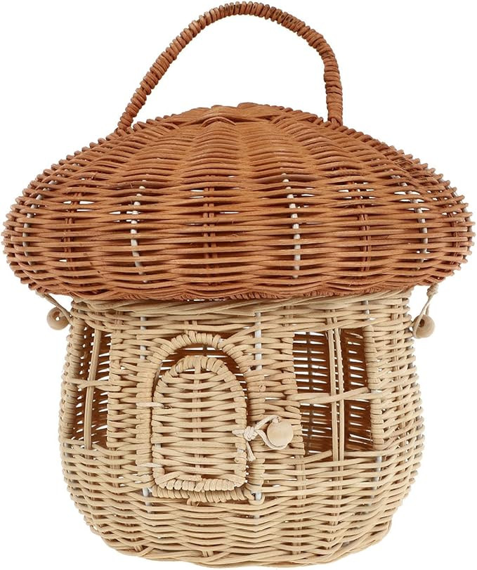 ARTIBETTER Rattan Storage Basket Mushroom Shape Decorative Woven Basket Fruit Basket Wall Hanging... | Amazon (US)