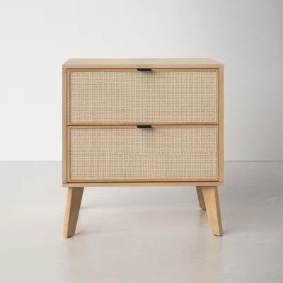Amani 27'' Tall 2 - Drawer Cane Nightstand in Natural | Wayfair North America