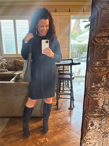 Late meeting after work today. I love this long sleeve work wear dress with tall boots. It’s versatile and very flattering., comes in lots of colors and sizes. For reference I’m wearing a small. 

Fall outfit 
Teacher ootd
Thanksgiving outfit 
Amazon style
Work wear

#LTKfindsunder50 #LTKover40 #LTKworkwear