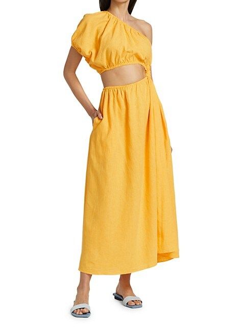 One-Shoulder Open-Waist Midi Dress | Saks Fifth Avenue