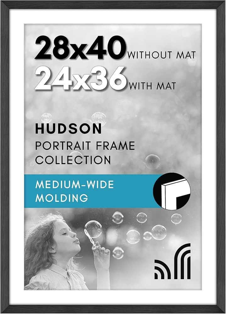 Americanflat 28x40 Poster Frame with Polished Plexiglass - Use as 24x36 Frame with Mat or 28x40 F... | Amazon (US)