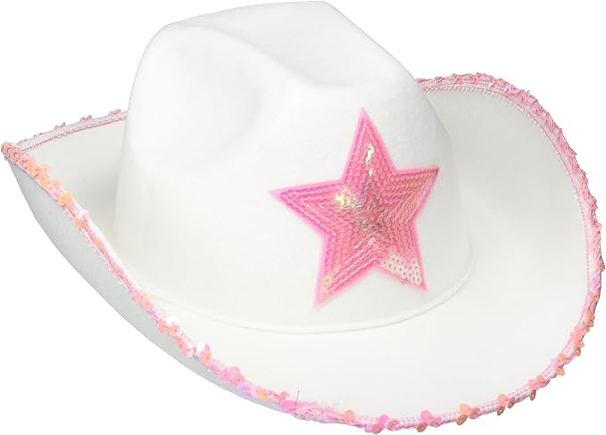 Rhode Island Novelty White Felt Cowgirl Hat with Pink Star, One per Order | Amazon (US)