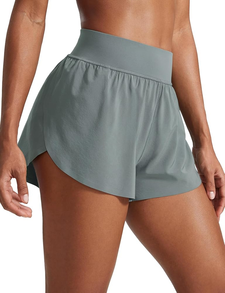 CRZ YOGA High Waisted Dolphin Athletic Running Shorts for Women 3" High Split Comfy Mesh Liner fo... | Amazon (US)