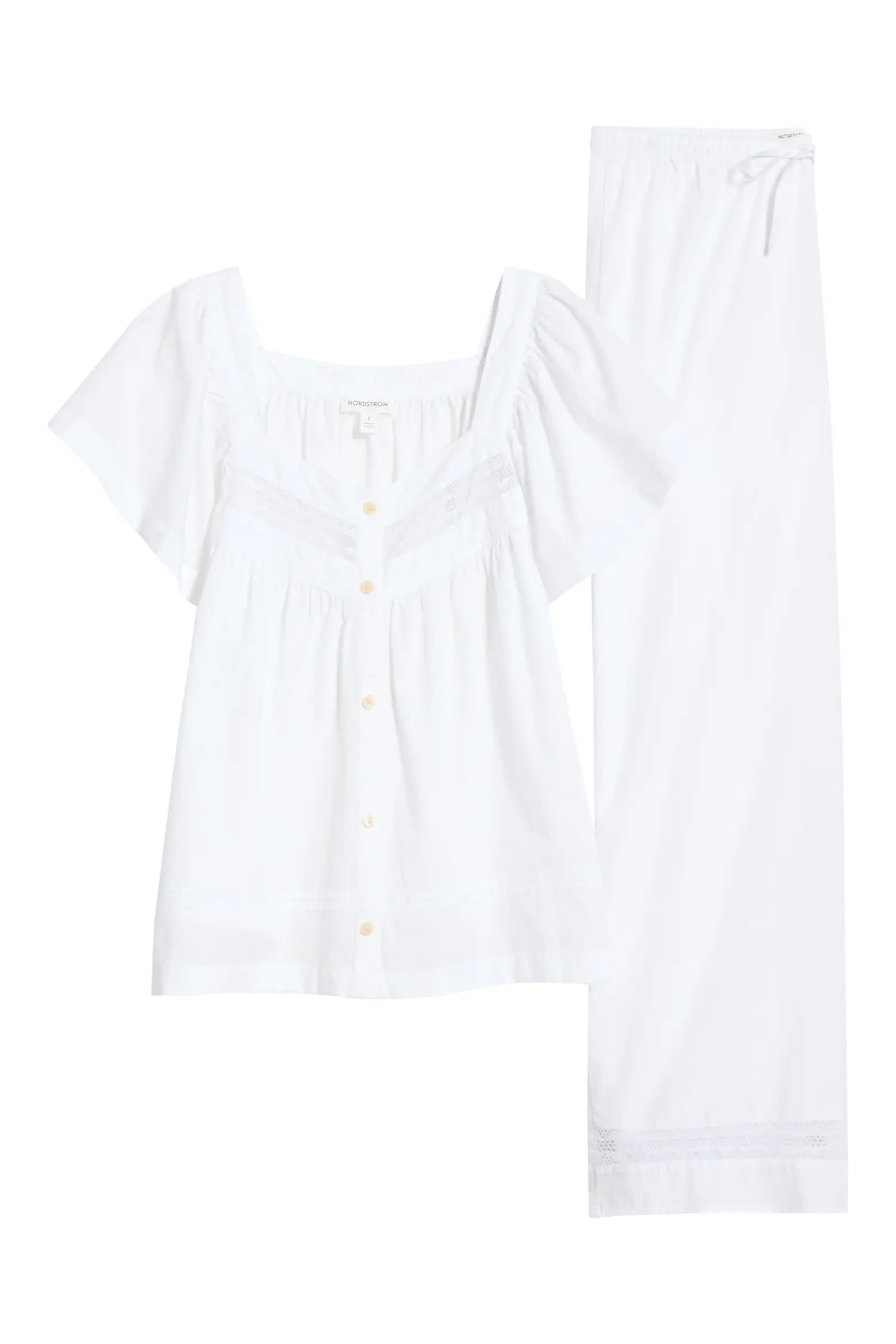 Lace Trim Cotton Poplin Pajamas (Women) | Nordstrom | Nordstrom