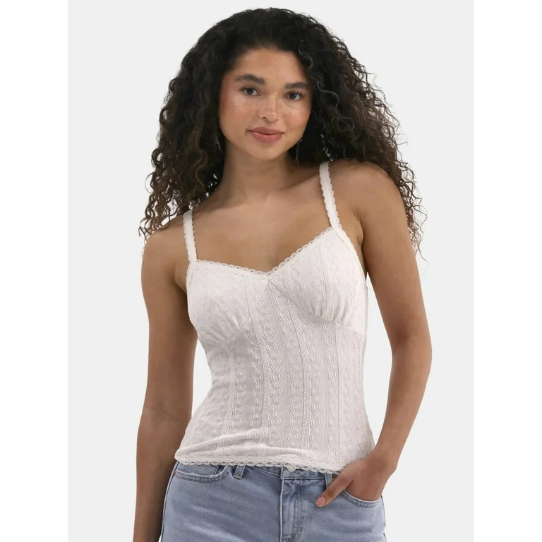 No Boundaries Lace Trim Cami Top, Women's | Walmart (US)