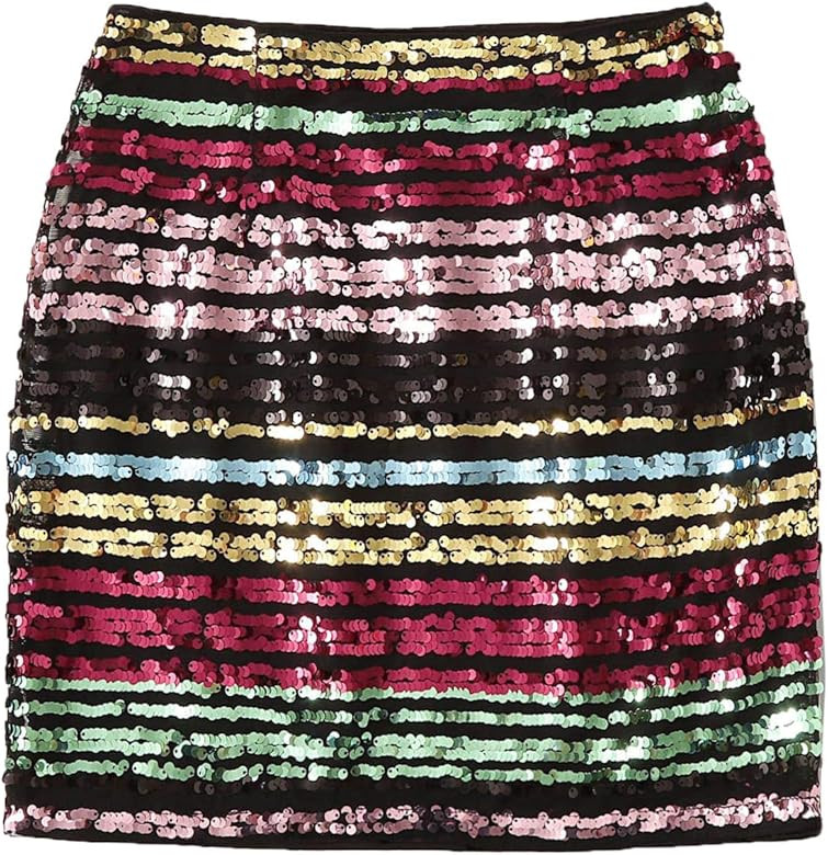 Women's Above Knee Sequin Sparkle Mini Skirt | Amazon (US)