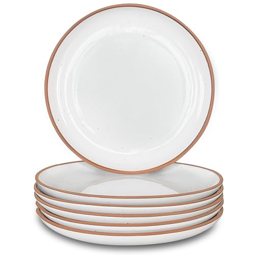 Mora Ceramic Plates Set, 7.8 in - Set of 6 - The Dessert, Salad, Appetizer, Small Dinner etc Plate. Microwave, Oven, and Dishwasher Safe, Scratch Resistant. Kitchen Porcelain Dish - Vanilla White | Amazon (US)