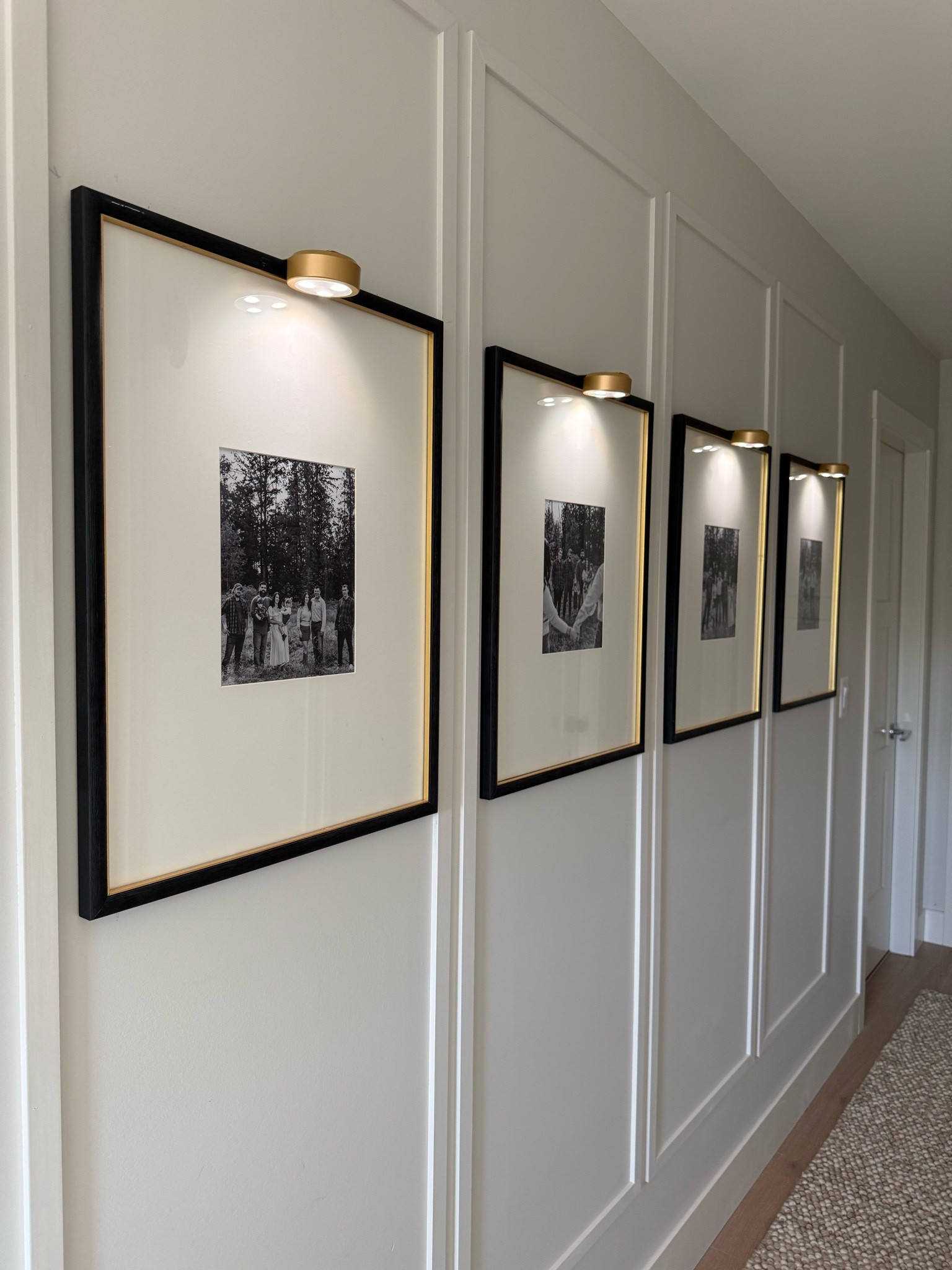 The easiest way to add lighting to your frames! No drilling, no hardwiring. 
Target gallery frames 
Picture lighting