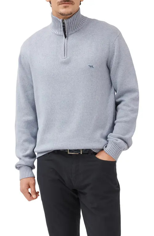 Rodd & Gunn Merrick Bay Quarter Zip Sweater in Sky at Nordstrom, Size Large | Nordstrom