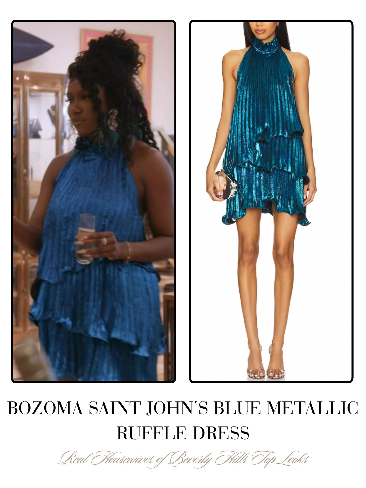 Bozoma Saint John’s Blue Metallic Ruffle Dress