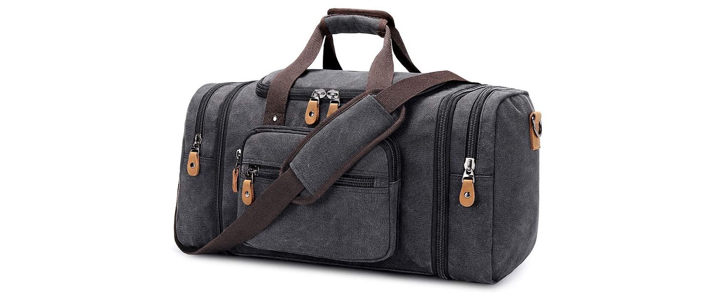 Gonex Canvas Duffle Bag for Travel, 50L Duffel Overnight Weekend Bag (Dark Gray) | Amazon (US)
