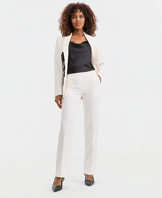 Anne Klein Women's Mid-Rise Pull-On Straight Pants - Macy's | Macy's