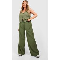 boohoo Women's Plus Cargo Tailored Trouser in Khaki | Size: 12 | Woven | boohoo (US & Canada)