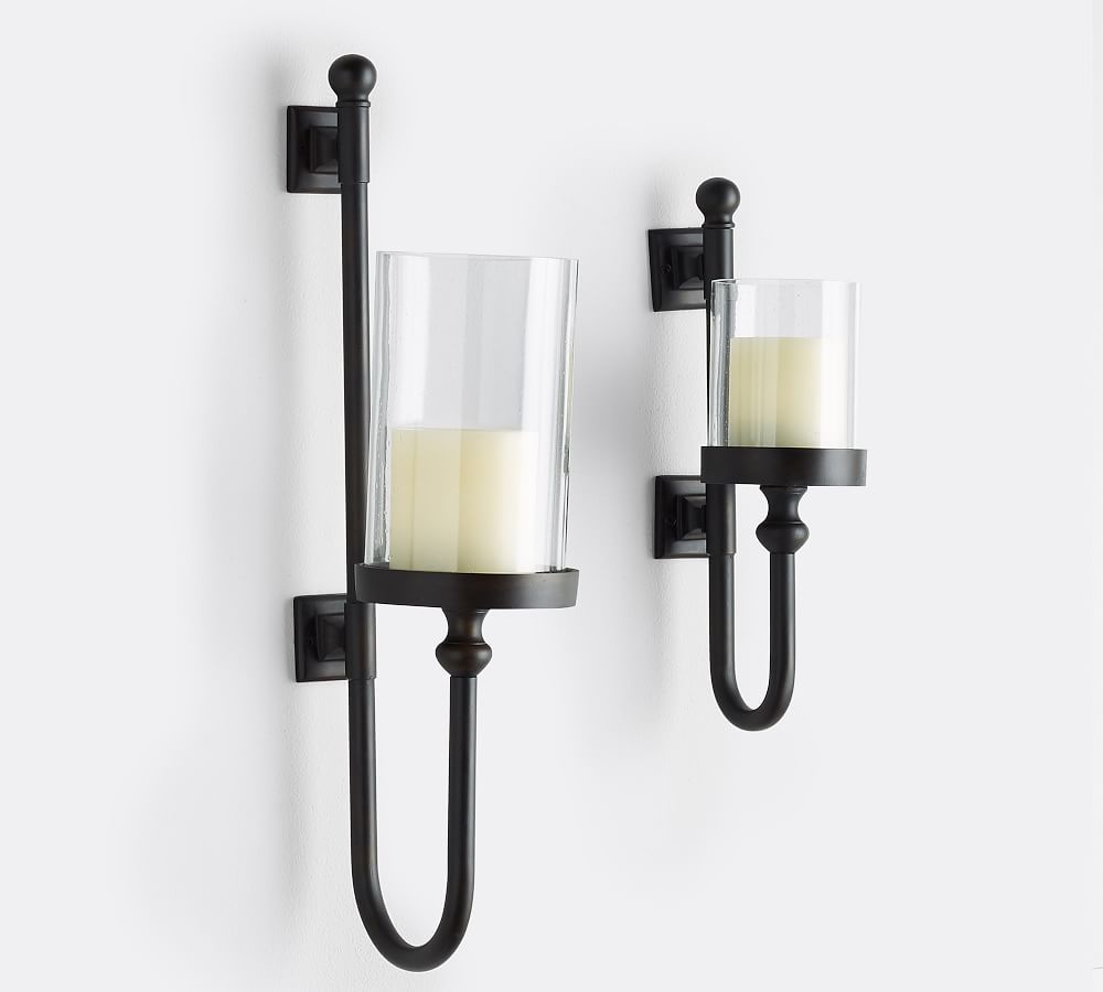 Parker Recycled Glass &amp; Bronze Wall Mount Pillar Candle Holder | Pottery Barn (US)