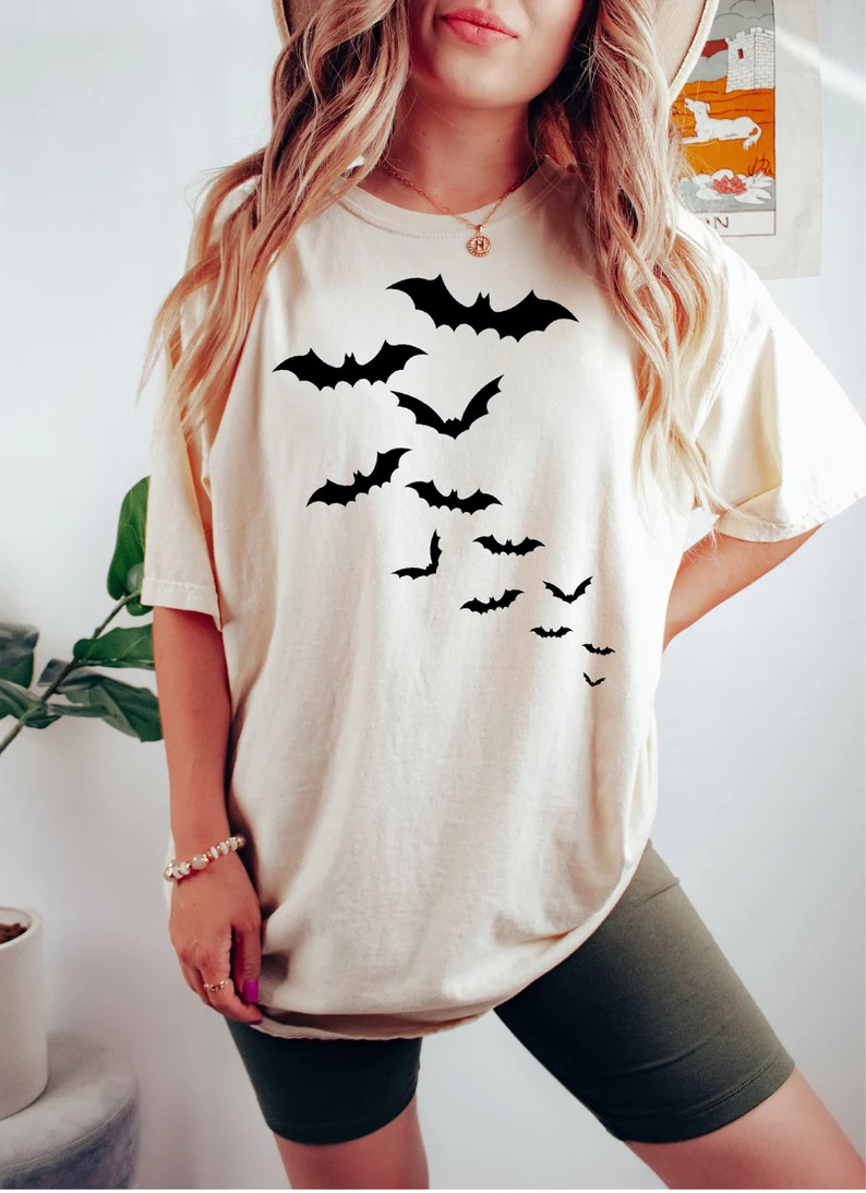Comfort Colors® Cute Halloween Bat Shirt Womens Halloween - Etsy | Etsy (US)
