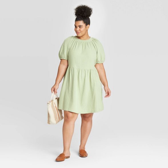 Women's Plus Size Short Sleeve Smocked Gauze Dress - Universal Thread™ | Target