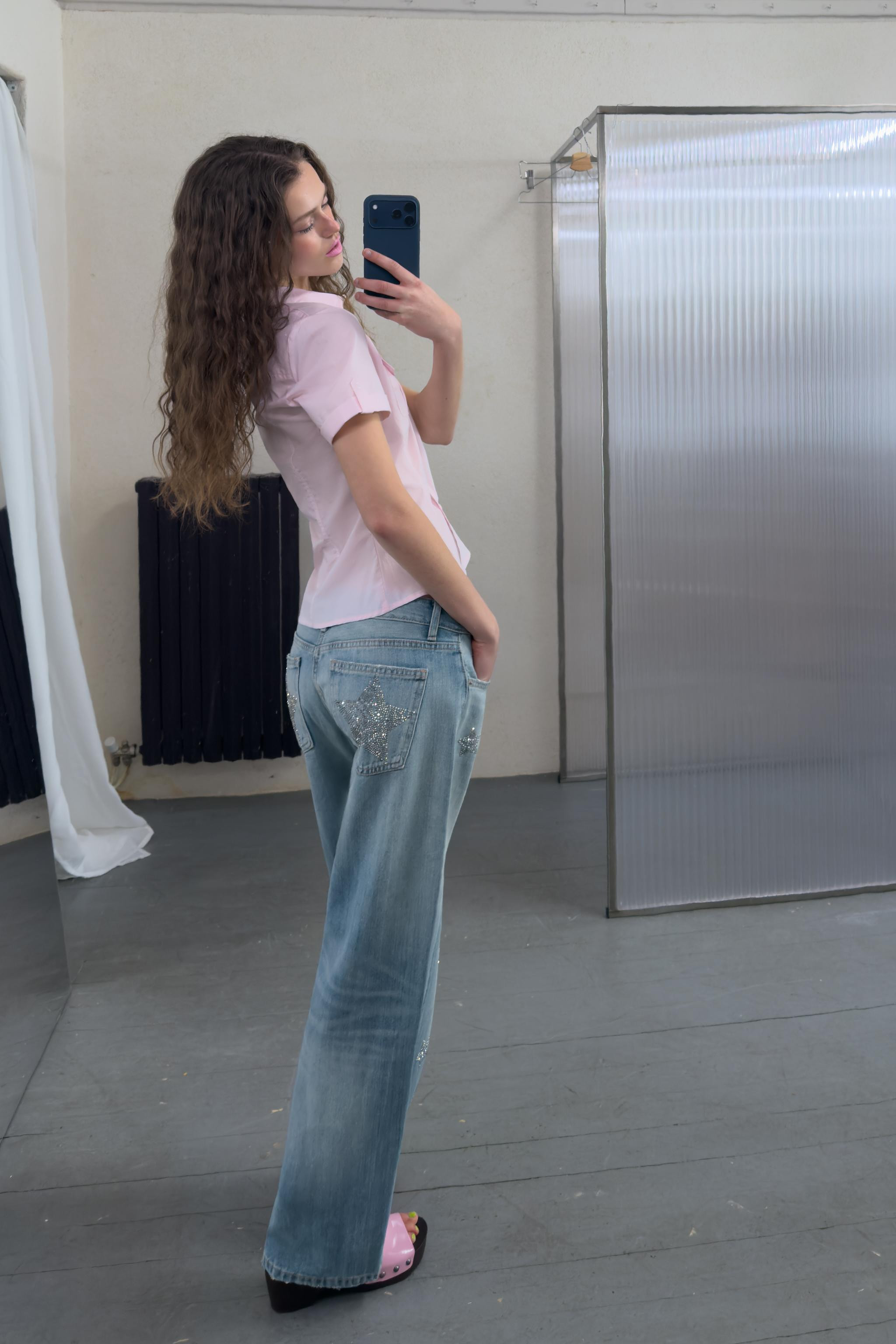 JEANS TRF WIDE LEG STRASS VITA BASSA | Zara IT