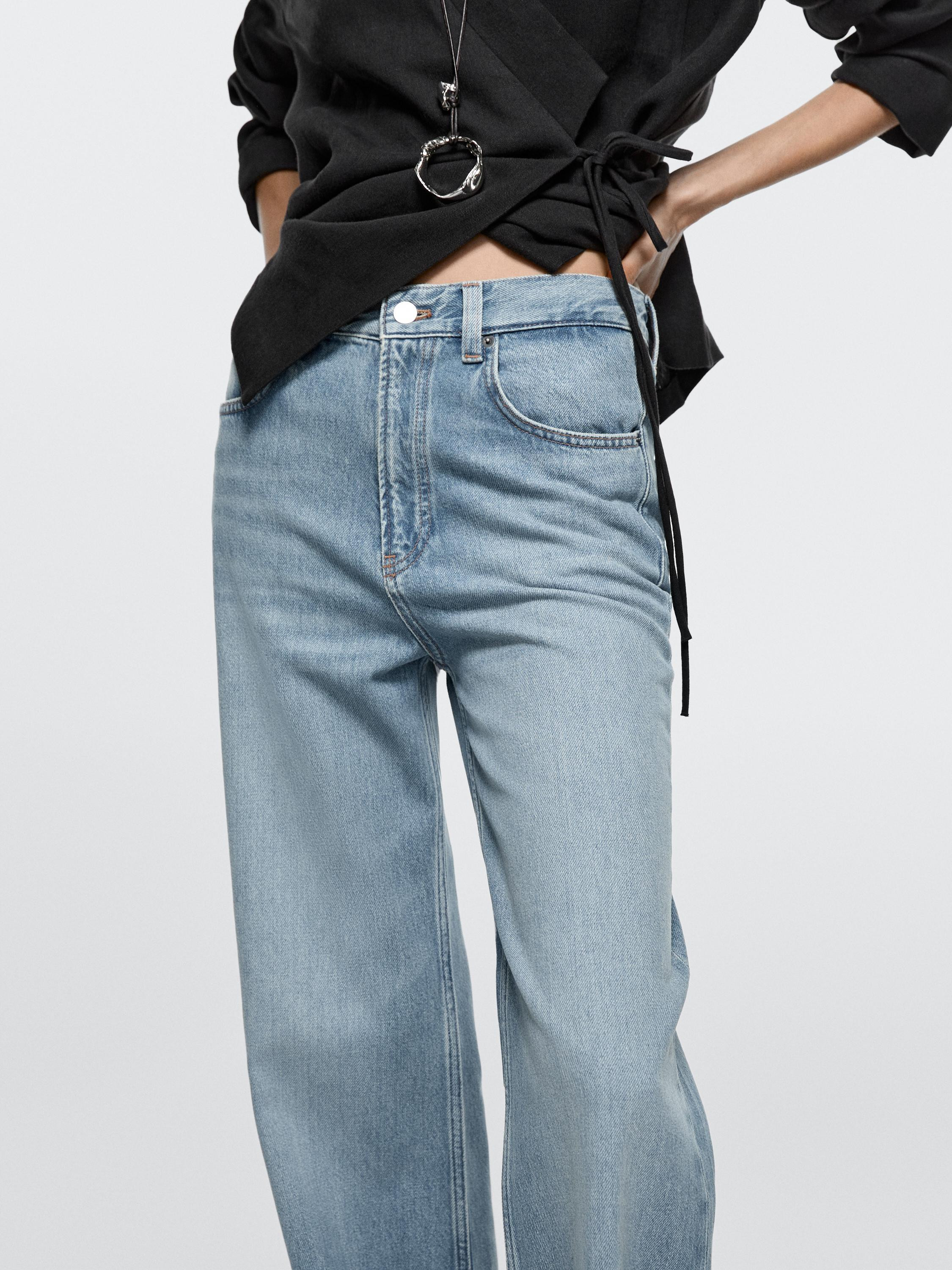 Jeans mit weitem Bein und hohem Bund | Massimo Dutti DE