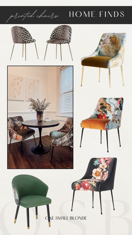 Similar printed dining room chairs 🖤 

Home decor / home finds / dining room decor 

#LTKHome