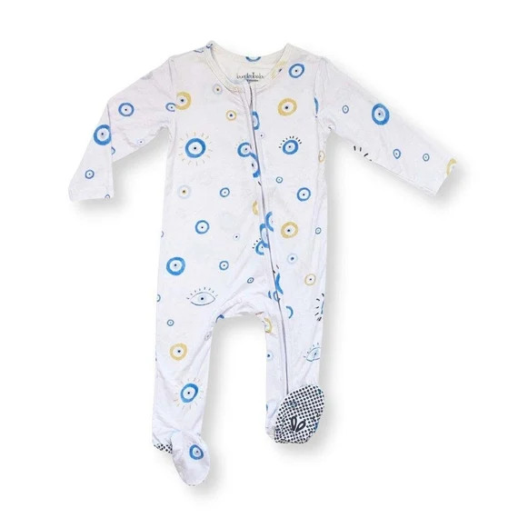Blue Evil Eye Bamboo Baby Footie, Baby Onesie, Evil Eye Bamboo Toddler PJs, Mal De Ojo Bebe, Turk... | Etsy (US)