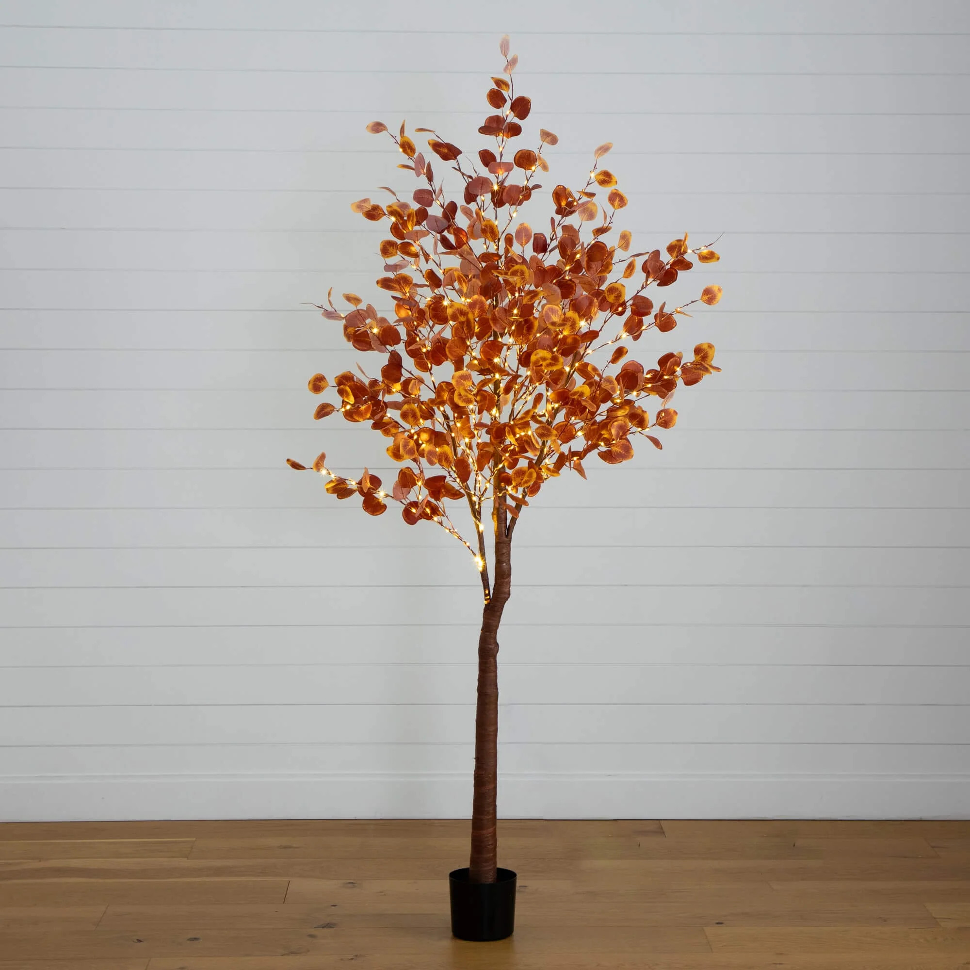 7' Pre-Lit Grand Autumn Eucalyptus Artificial Fall Tree with 420 Warm | Nearly Natural
