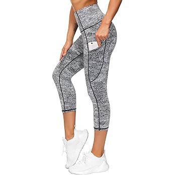 THE GYM PEOPLE Thick High Waist Capris Yoga Pants with Pockets, Tummy Control Workout Running Yog... | Amazon (US)