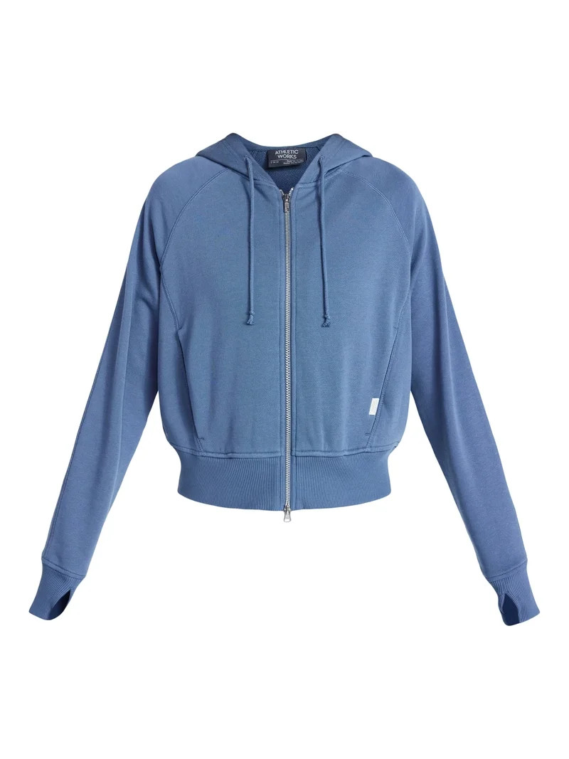 Athletic Works Women's Mineral Wash French Terry Cropped Zip Hoodie, Size XS-XXXL | Walmart (US)