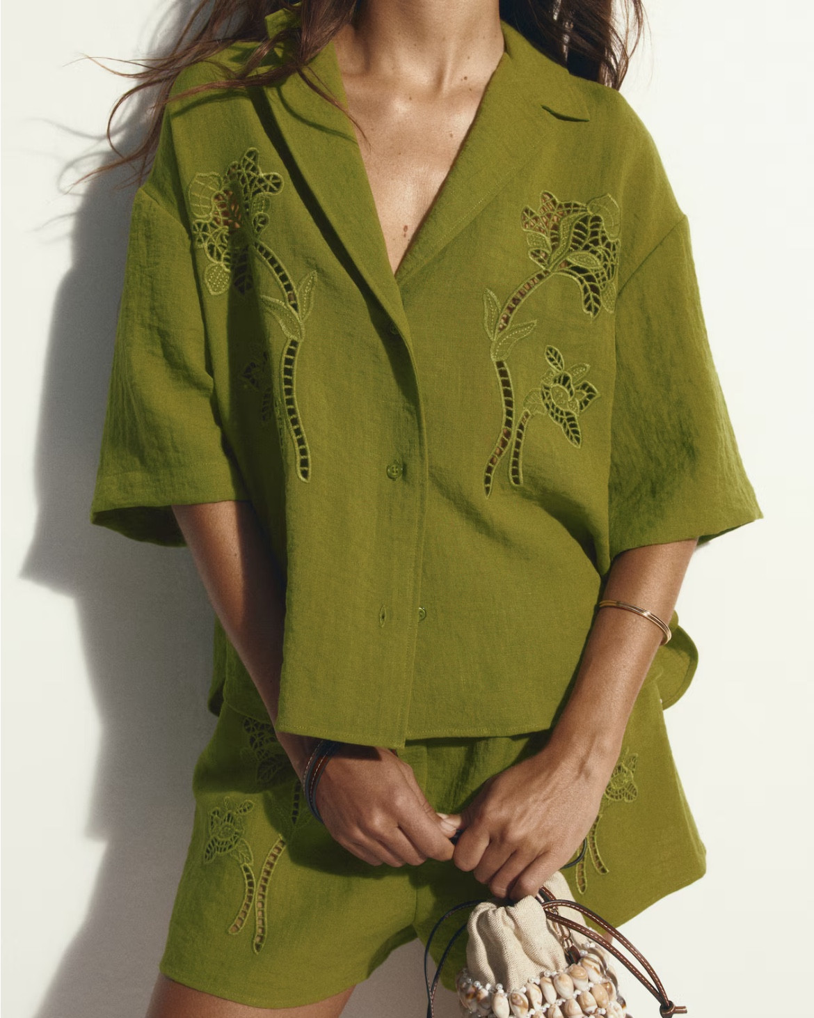 Olive green eyelet shirt and shorts matching set 

#LTKSeasonal