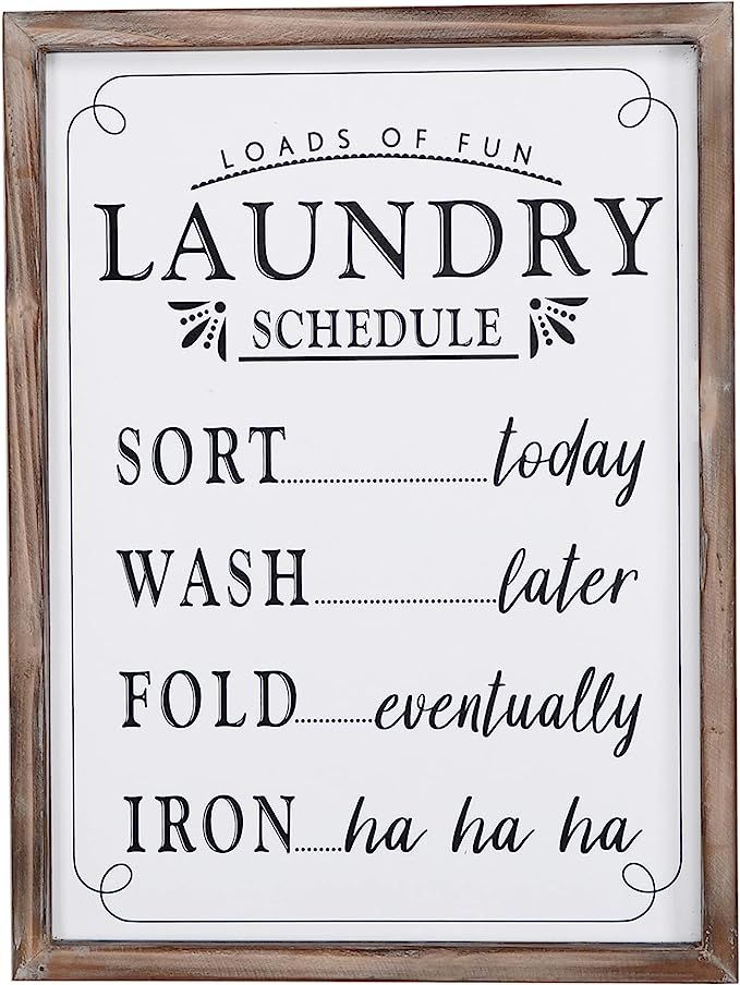Loads of Fun Laundry Schedule Laundry Sign for Laundry Room Decor and Accessories Rustic Wood Fra... | Amazon (US)