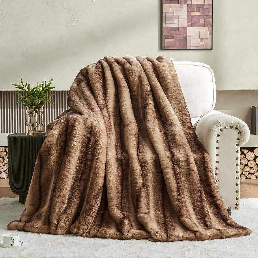 Luxury Faux Fur Blanket - Soft Warm Plush Blankets for Couch Sofa Bed, Fluffy Thick Throws for Be... | Amazon (US)
