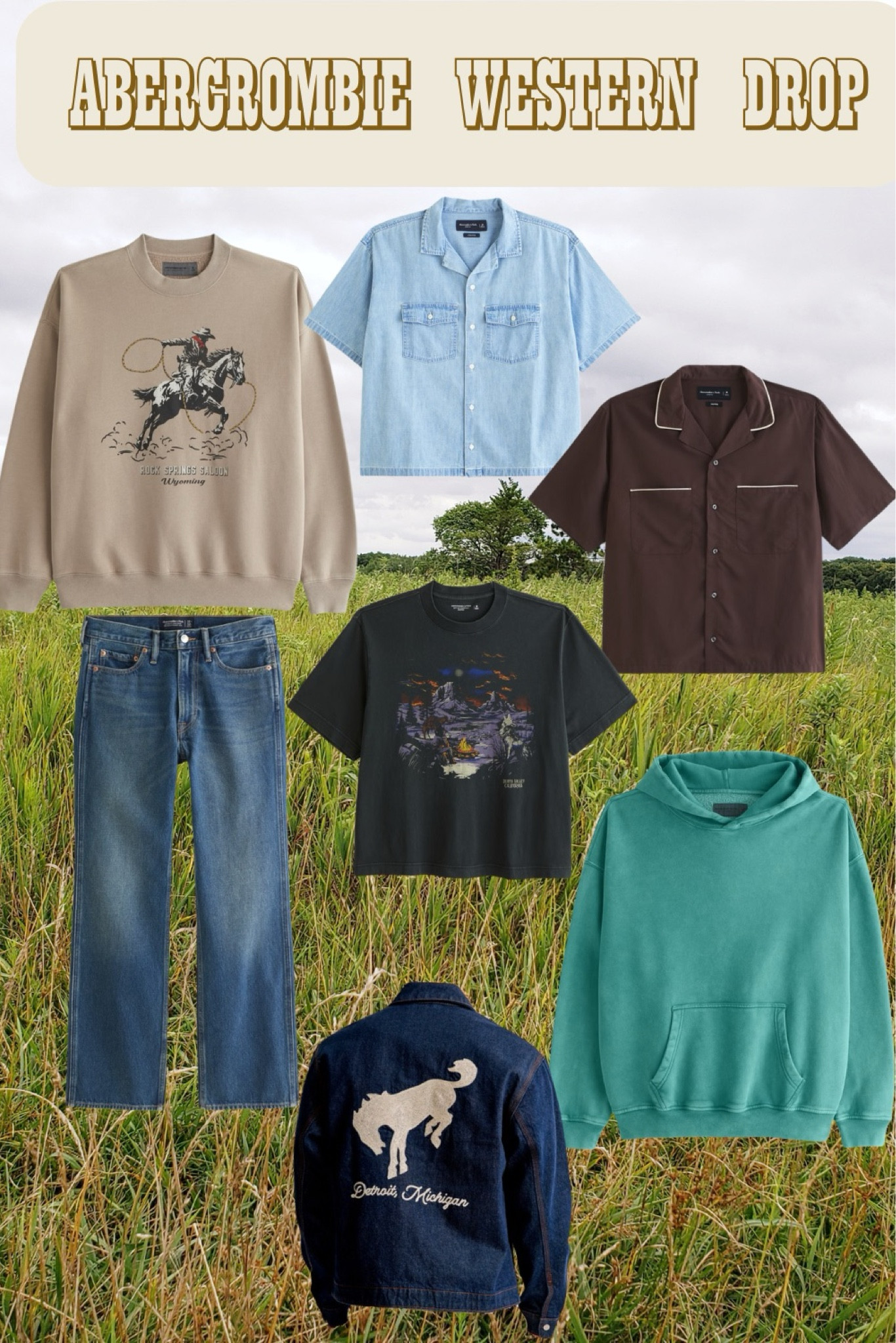 Abercrombies new western inspired drop was not what I was expecting from them but am here for it. I think more is yet to come. The western style jeans were first to catch my eyes. The cropped denim shirt also is a must have. Who doesn’t love a good rodeo sweatshirt and I loved the green hoodie that remind me of a beautiful green stone. #western #westernstyle #newabercrombie #abercrombiemen #westernjeans #countrystyle #cowboy #westernmen #classicmenstyle

#LTKWorkwear #LTKMens #LTKFallSale