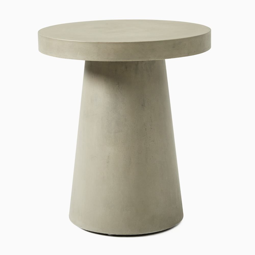 Concrete Pedestal Outdoor 18 in Round Side Table, Gray Concrete | West Elm (US)