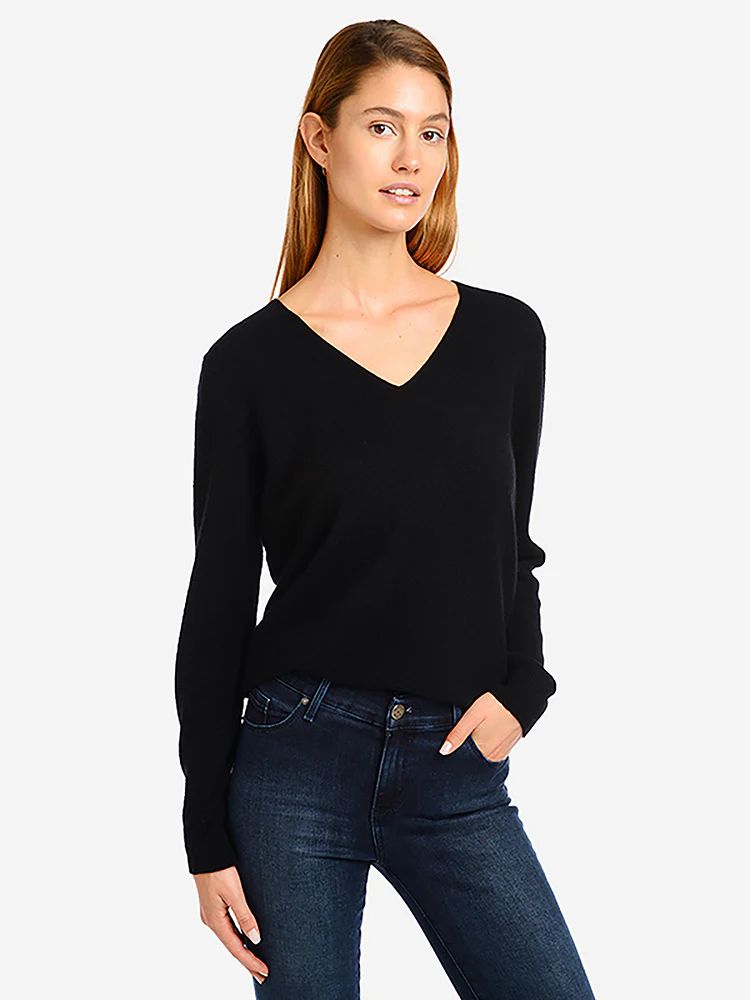 Women's Cashmere Oversized V-Neck Willow Sweater - Mott & Bow | Mott & Bow