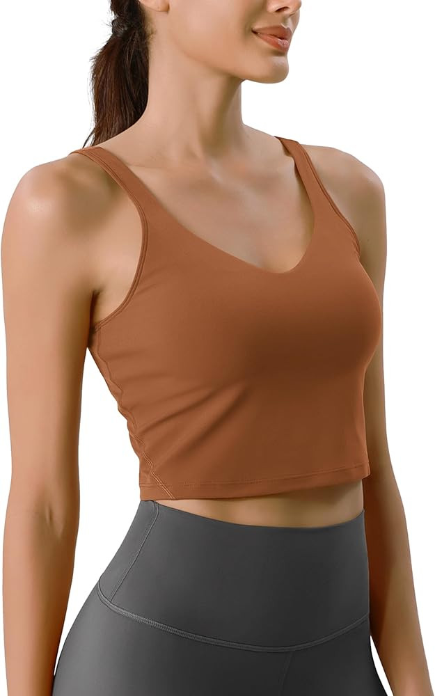 ODODOS Cloud Feeling Tank Bra for Women U Back Wirefree Longline Sports Bra Yoga Crop Top | Amazon (US)