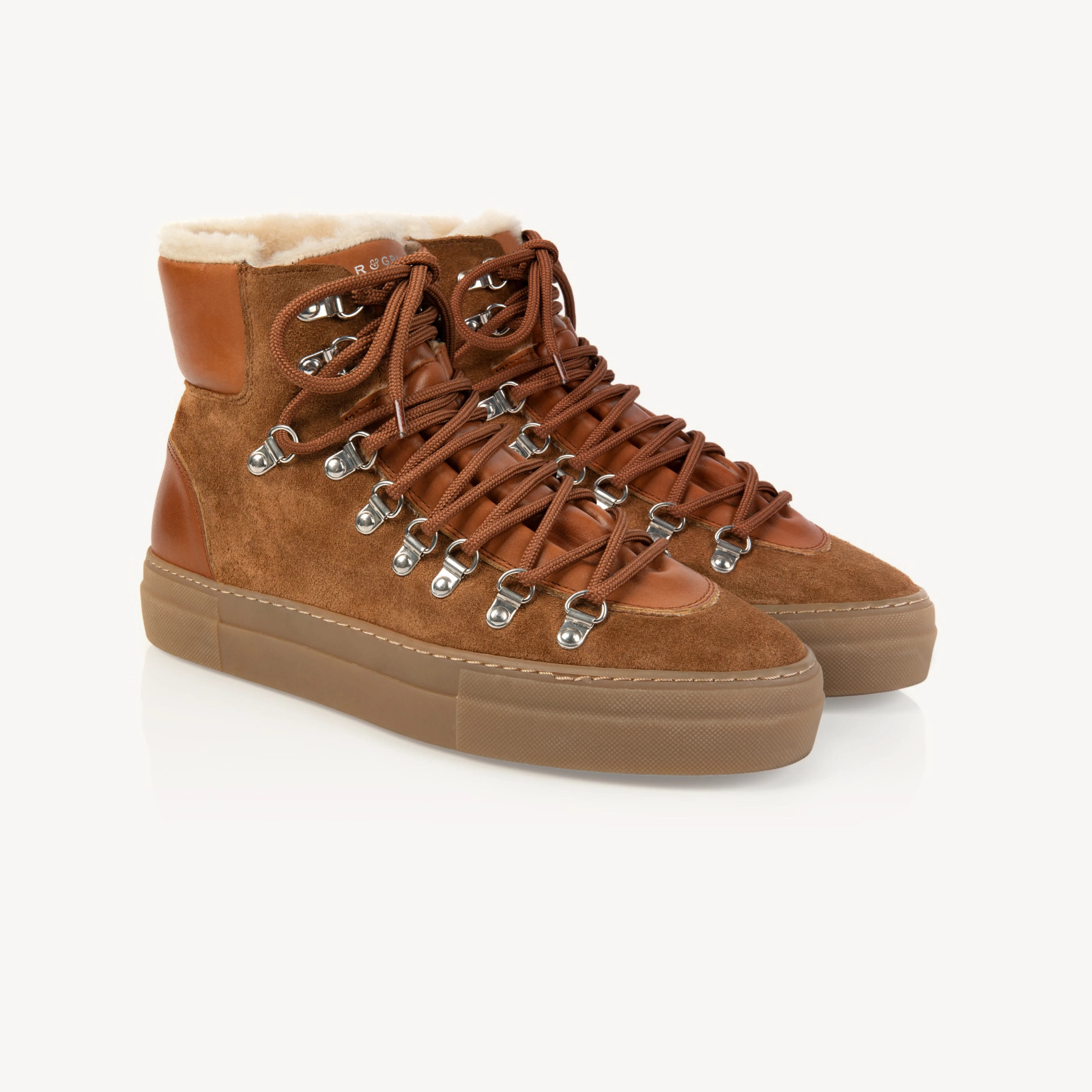 Camino: Tan Suede & Shearling High Tops from Air & Grace | Air & Grace