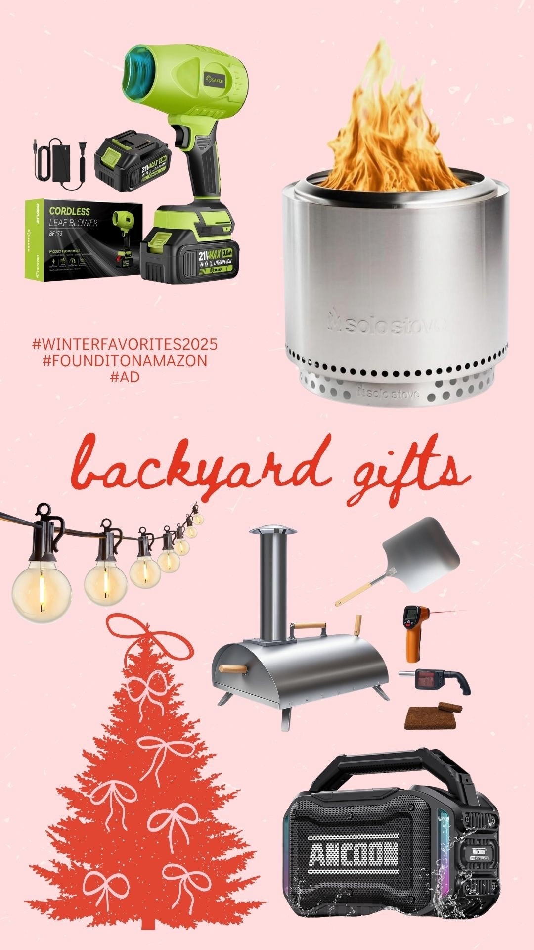 Gifts for the backyard lover ;) We use this handheld blower pretty much daily and the solo stove is a fave all year long. #ad #founditonamazon #WinterFavorites2025 #ad 